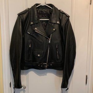 NWT Danilo Italy Womens Biker Style Black Leather Jacket